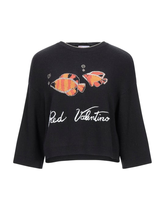 Redvalentino Black Wool Embroidered Jumper
