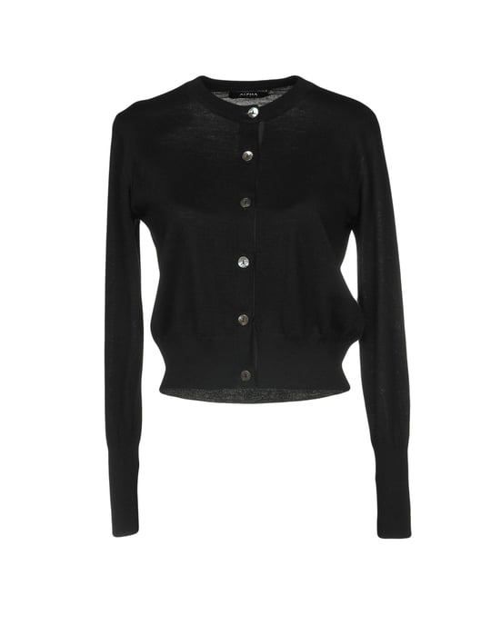 Alpha Studio Black Merino Wool Cardigan