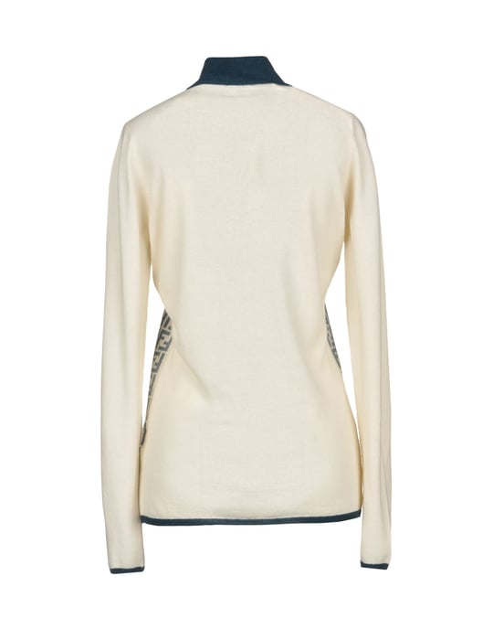 Fendi Ivory Logo Wool Knit Cardigan