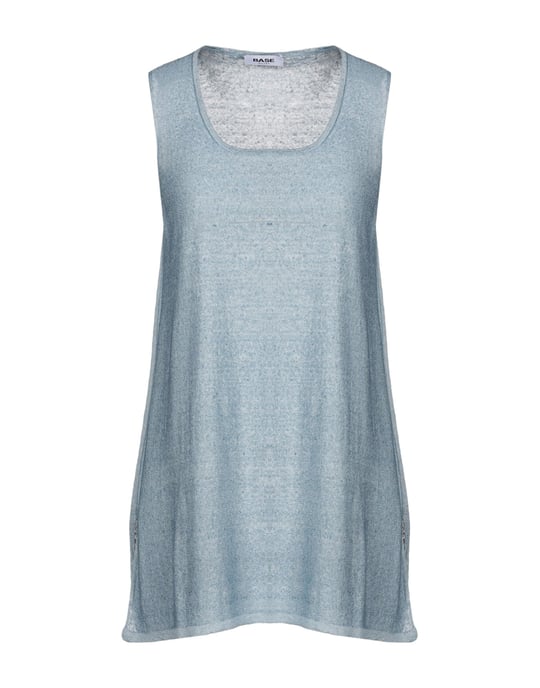 Base Pastel Blue Linen Knit Tank