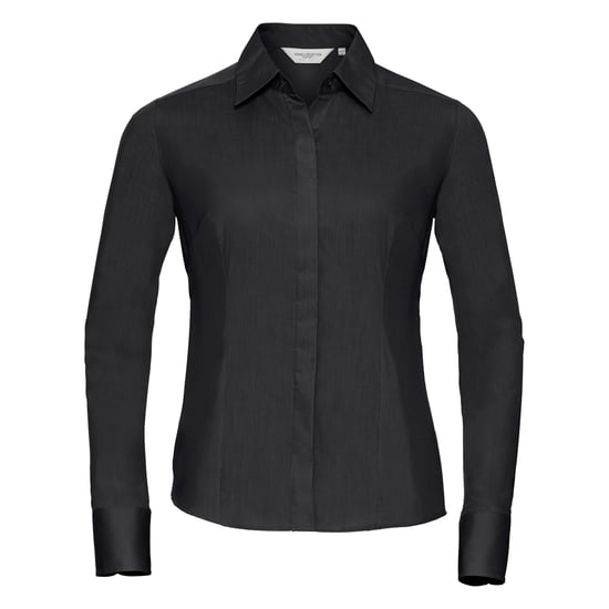 Russell Collectie Dames/Dames Lange Mouwen Poly-Katoen Gemakkelijk Onderhoud Gepaste Poplin Shirt (Zwart) - Image 1