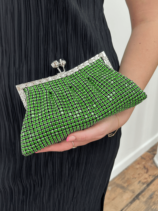 Green Crystal Clutch Bag