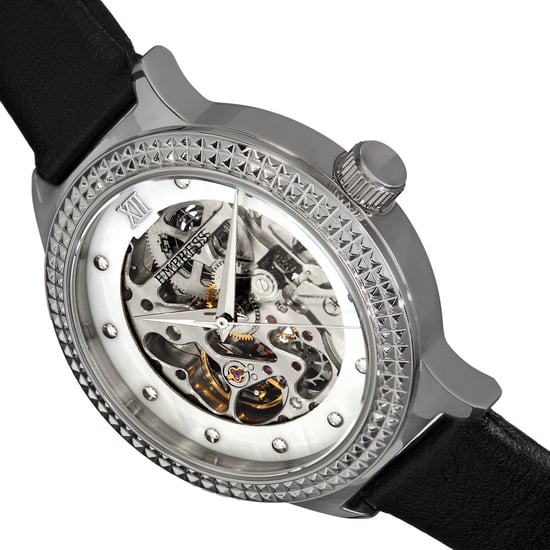 Empress Alice Automatic MOP Skeleton Dial Leather-Band Watch