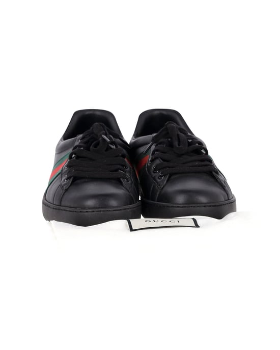 Gucci Ace Sneakers with Python Embossed Panel in Black Leather - Image 5