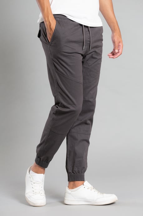 Grey Cotton Cuffed Trouser