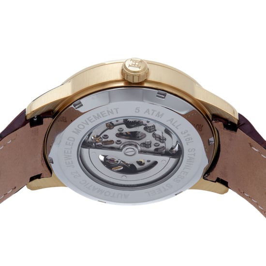 Heritor Automatic Davies Semi-Skeleton Leather-Band Watch