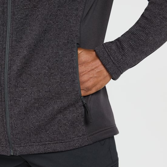 Peter Storm Men's Atlas Textured Full Zip Fleece Mid-layer Jacket with Hood for Hiking