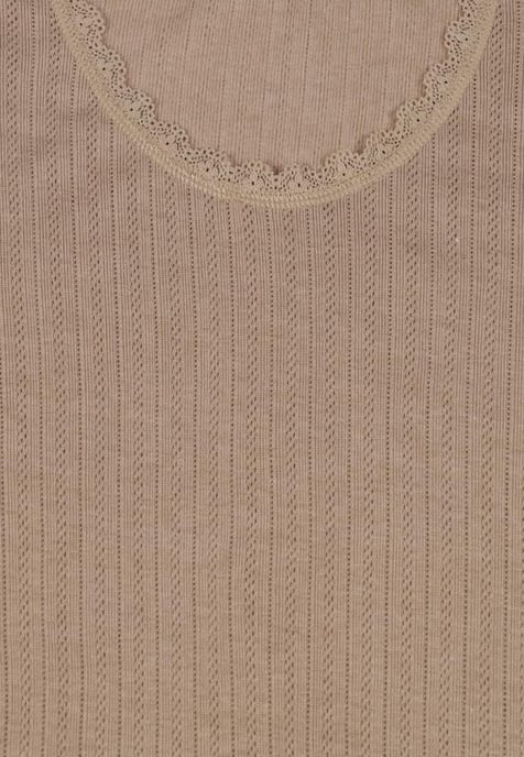Womens 2 Pack Thermal Pointelle Short Sleeve Tops in Beige - Image 2