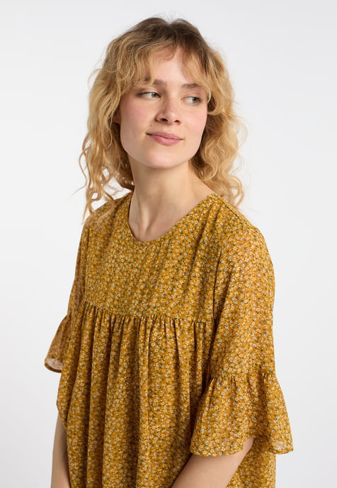 Dreimaster Jurk Dames Donkergeel veelkleurig - Image 5