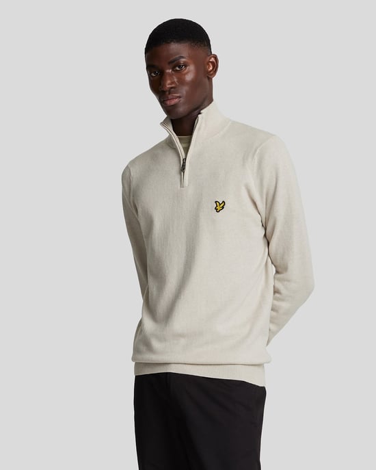 Lyle & Scott Cotton Merino 1/4 Zip Jumper Grey