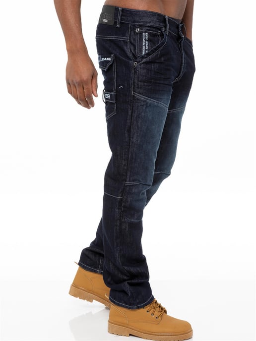 Enzo Mens Denim Jeans Straight Leg - Dark Blue - Image 3