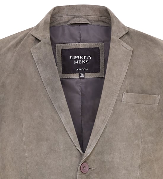 Mens Grey Slim Goat Suede Italian Blazer Jacket-Somero