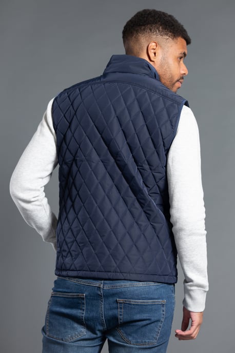 Navy Padded Funnel Neck Gilet