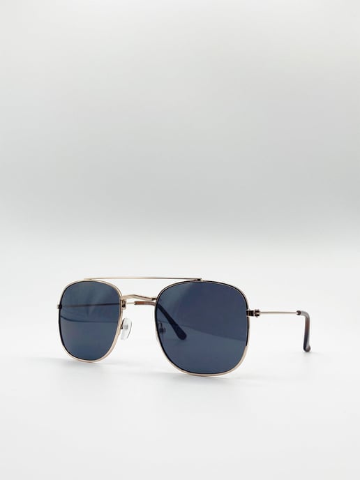 Metal Frame Aviator Style Square Sunglasses