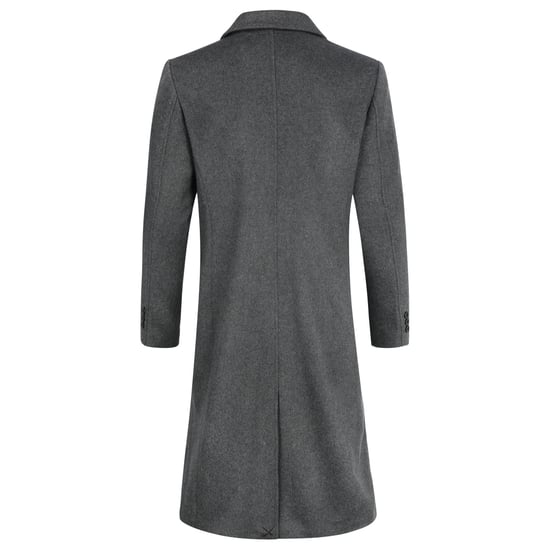 Knälång vinterullrock för män Slim Fit Turn-Down Collar Business Coats Grå - Image 3