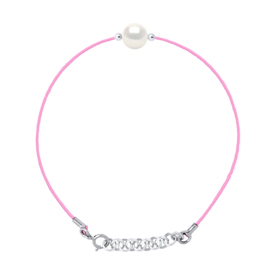 DIADEMA - Bracelet - Pink Nylon - Freshwater Pearl - White