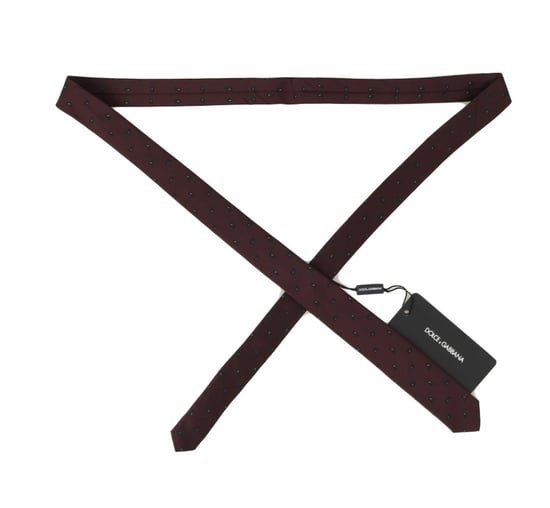 Dolce & Gabbana Heren Bordeaux 100% Zijden Patroon Slanke Stropdas - Image 3