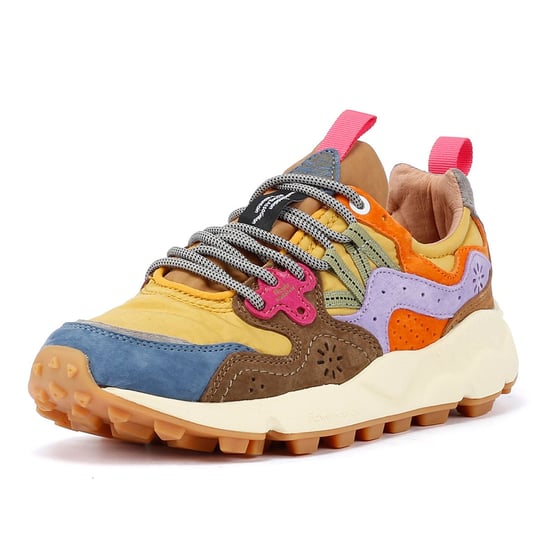 Flower Mountain Yamano 3 Suede Light Blue/Yellow/Brown Trainers - Image 3