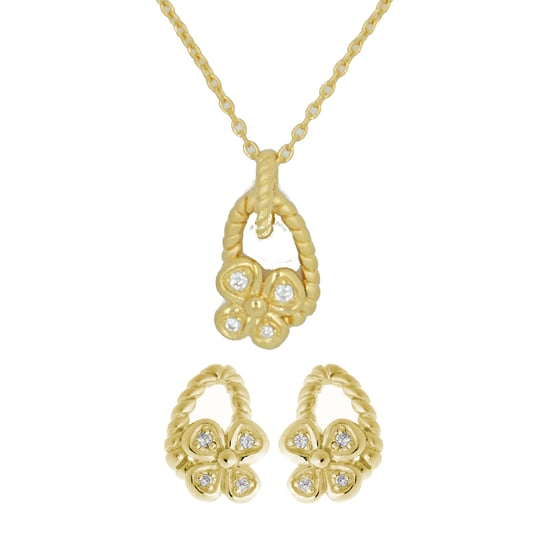 Orphelia Women's 925 Sterling Silver Set: Chain-Pendant + Earrings - Gold SET-6020/2