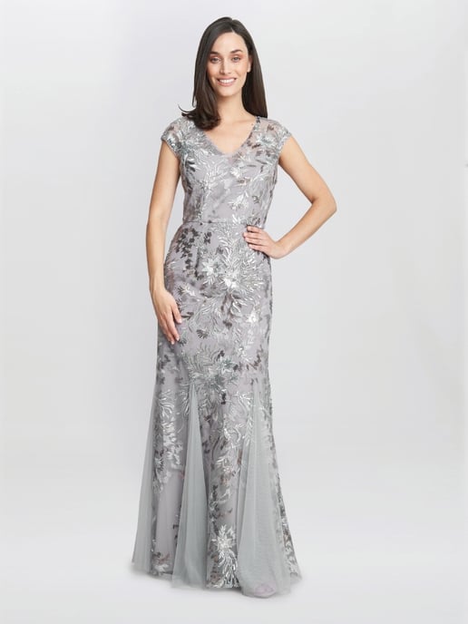 Caitlin Sleeveless Maxi Fit And Flare Sequin Gown