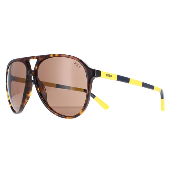 Polo Ralph Lauren Aviator Heren Glimmend Donker Havana Bruin Zonnebril - Image 2
