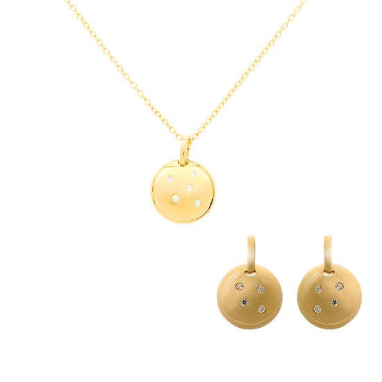 Orphelia 'Linn' Women's 925 Sterling Silver Set: Chain-Pendant + Earrings - Gold SET-7130/G