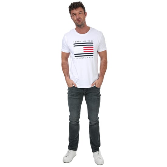 Men's Tommy Hilfiger Corp Flag Line T-Shirt in White - Image 3