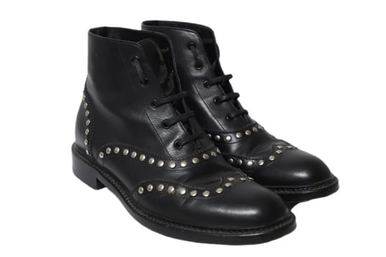Saint Laurent Army Lace Up Boots with Studs in Black Leather - Image 3