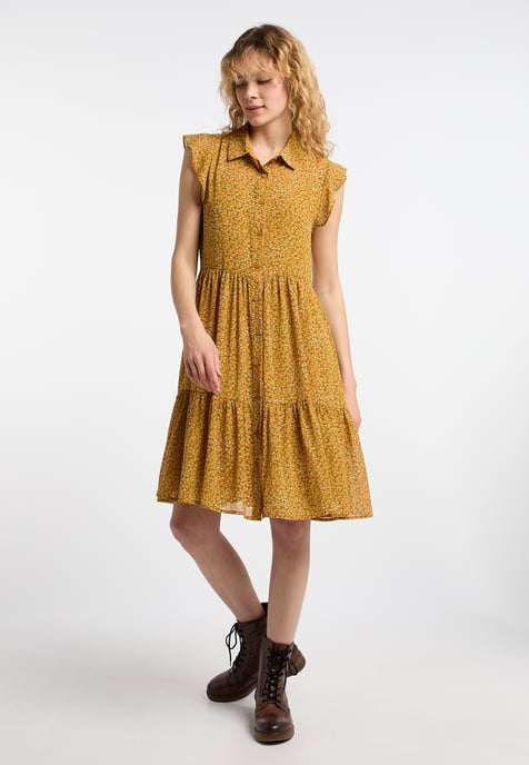 Dreimaster Blouse jurk Dames Donkergeel veelkleurig - Image 2