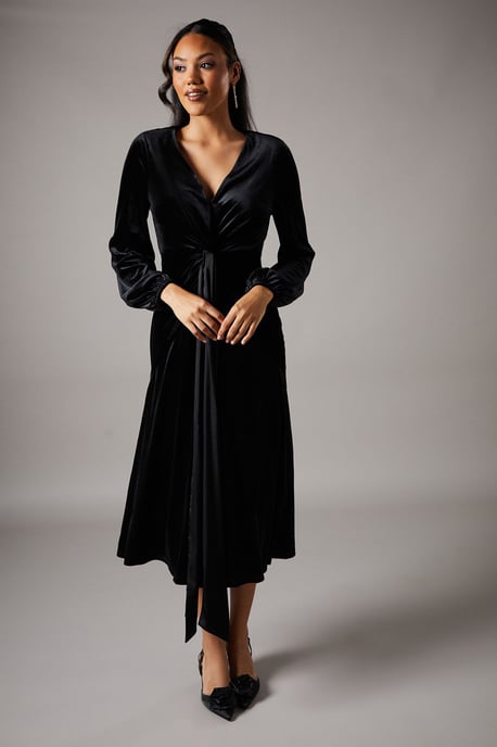 Coast Womens A-Line Dress Black Polyester Long Sleeve Midi Satin Coast Womens A-Line Dress Black Polyester Long Sleeve Midi Satin
