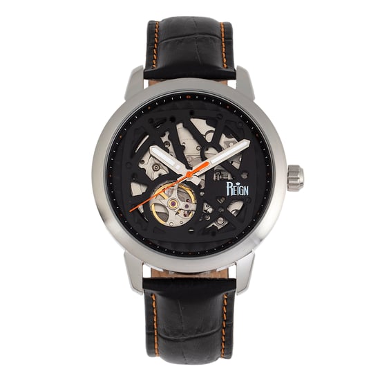 Reign Rudolf Automatic Skeleton Leather-Band Watch
