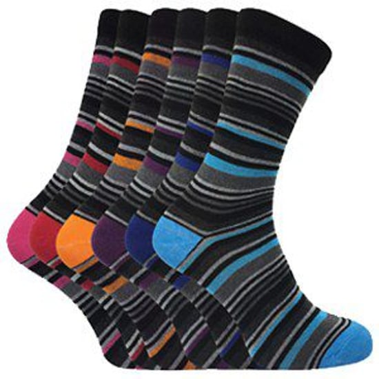 6 pairs mens formal patterned coloured dress cotton socks - Image 1