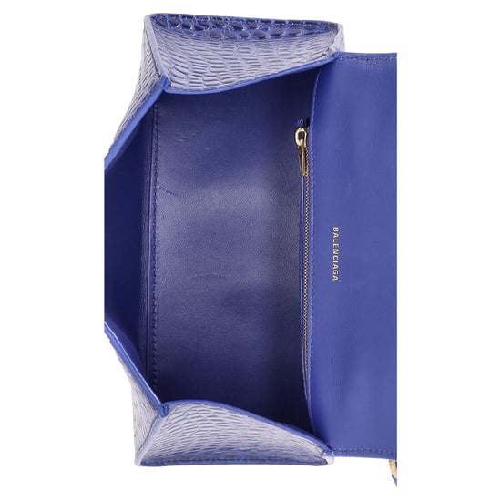 Balenciaga Small Hourglass Crocodile Embossed Top Handle Bag in Blue Calfskin Leather - Image 5