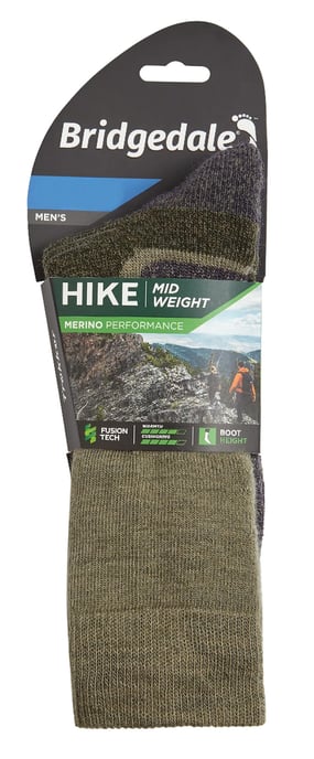 Bridgedale - Mens Hiking Midweight Merino Wool Socks - Green - Image 2