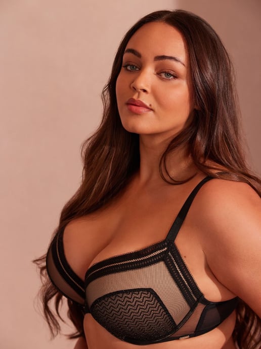 Contradiction Padded Plunge Bra - Black/Silver