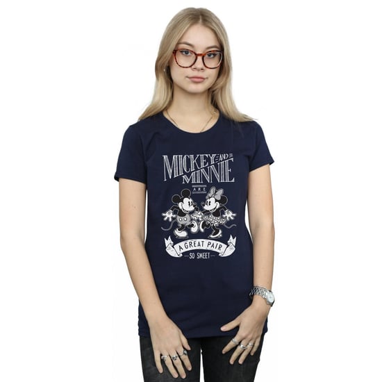 Disney Womens/Ladies Mickey And Minnie Mouse Great Pair Cotton T-Shirt (Navy Blue)