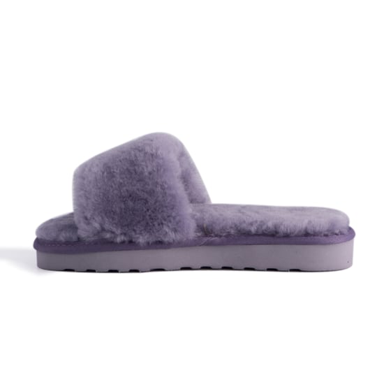 Aus Wooli Australia Womens Sheepskin Fluff Slide Slippers Purple