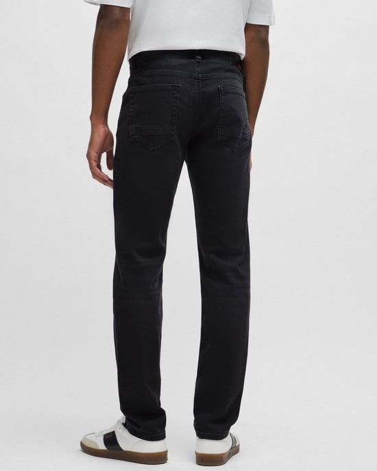BOSS Orange Taber BC-P-1 Mens Tapered Fit Jeans in Black Super-Stretch Denim NOS