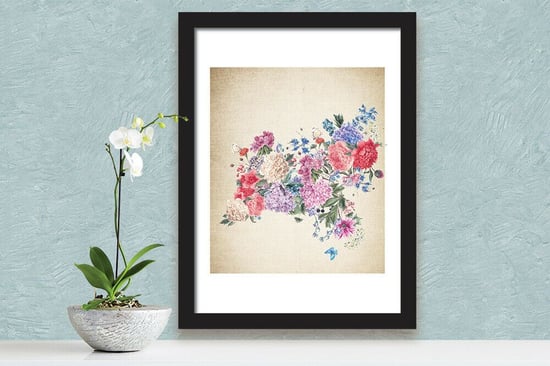 2in1 Flower Arts 2 Poster Self Adhesive DIY Wall Sticker, Living room wall sticker
