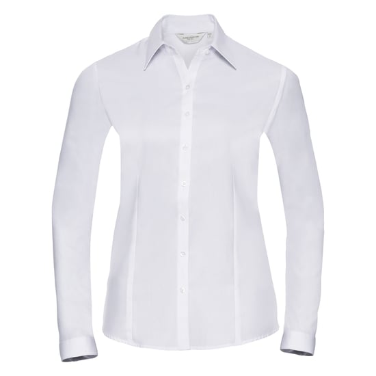 Russell Ladies/Womens Herringbone Long Sleeve Work Shirt (White)