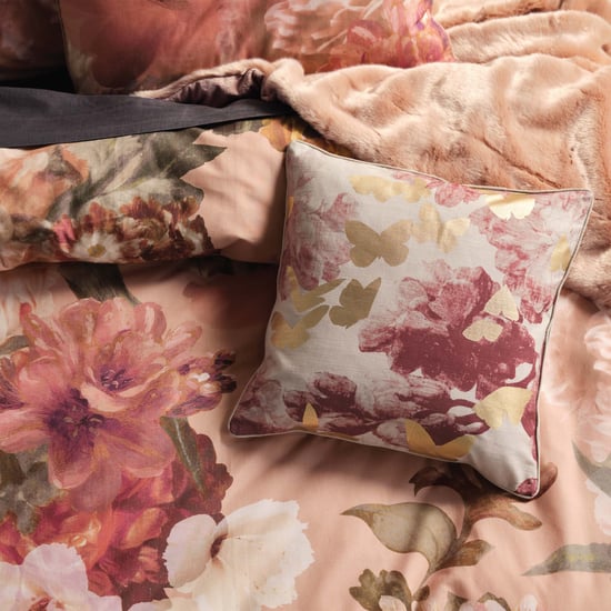 Linen House Flora Foil Printed Floral Feather Filled Cushion - Image 2