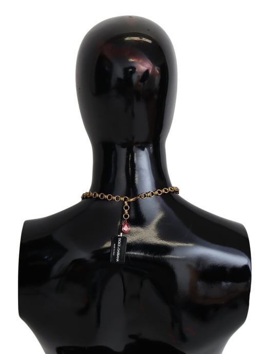 Dolce & Gabbana Fruit Pendant Flower Crystal DG Logo Gold Brass Women's Necklace - Image 2