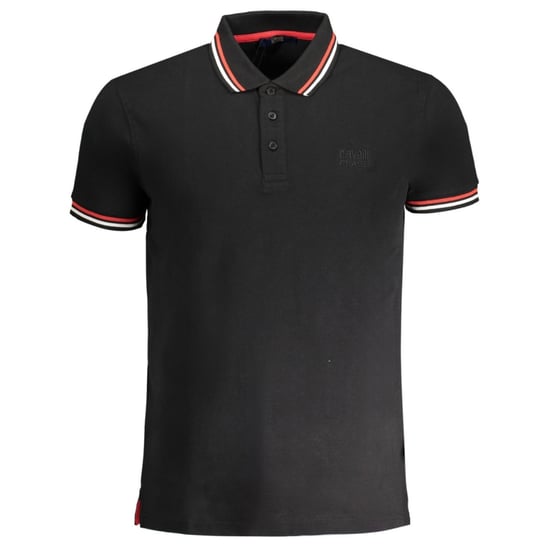 Cavalli Class Tipped Collar Toned Logo Black Polo Shirt