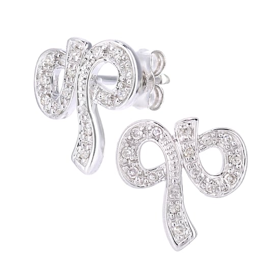 9ct White Gold Diamond Bow Earrings