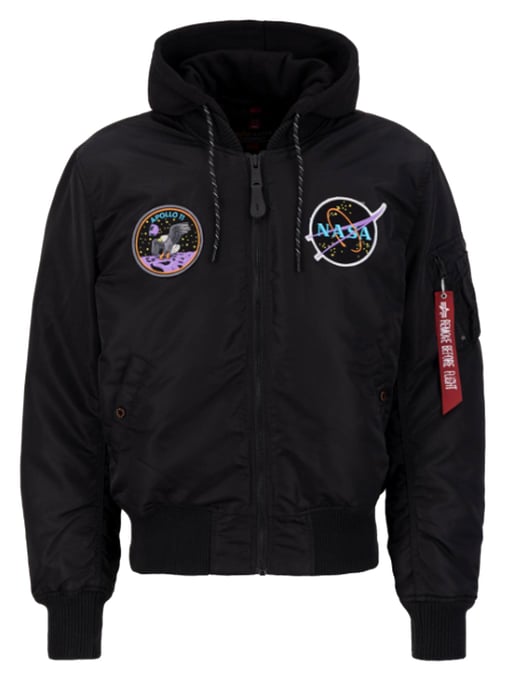 Alpha Industries Men's MA-1 VF Hood Dark Side Bomber Jacket in Black - Image 3