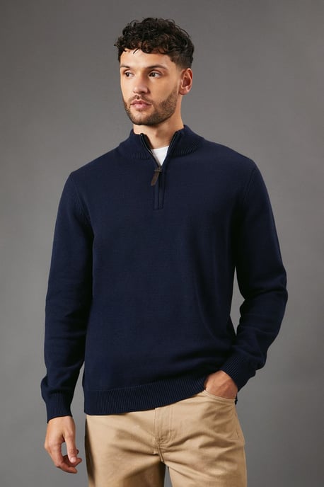 Premium Pure Cotton Half Zip Funnel Jumper