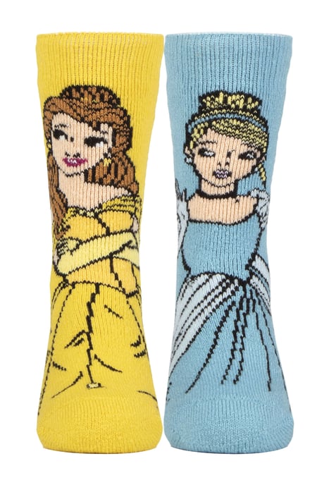 Heat Holders Lite - Novelty Disney Princess Socks for Girls | Cinderella Ariel Frozen Belle - Belle & Cinderella - Image 1