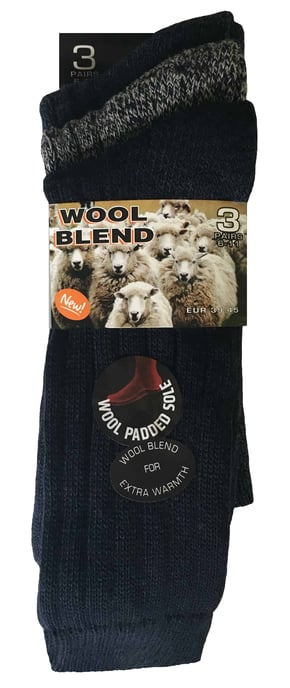 3 Pairs Mens Cushioned Sole Wool Blend Walking Hiking Socks for Boots - Image 2