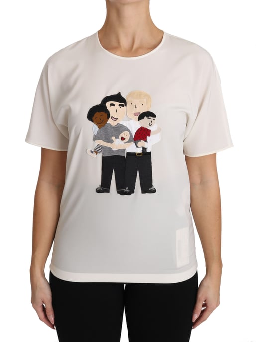 Dolce & Gabbana Dam Vit Silke Stretch #dgfamily T-shirt - Image 1