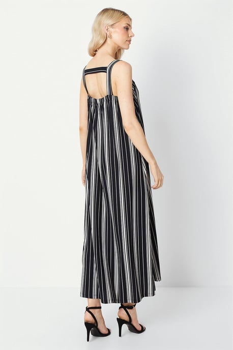 Jersey Stripe Maxi Sun Dress With Side Splits - Image 3